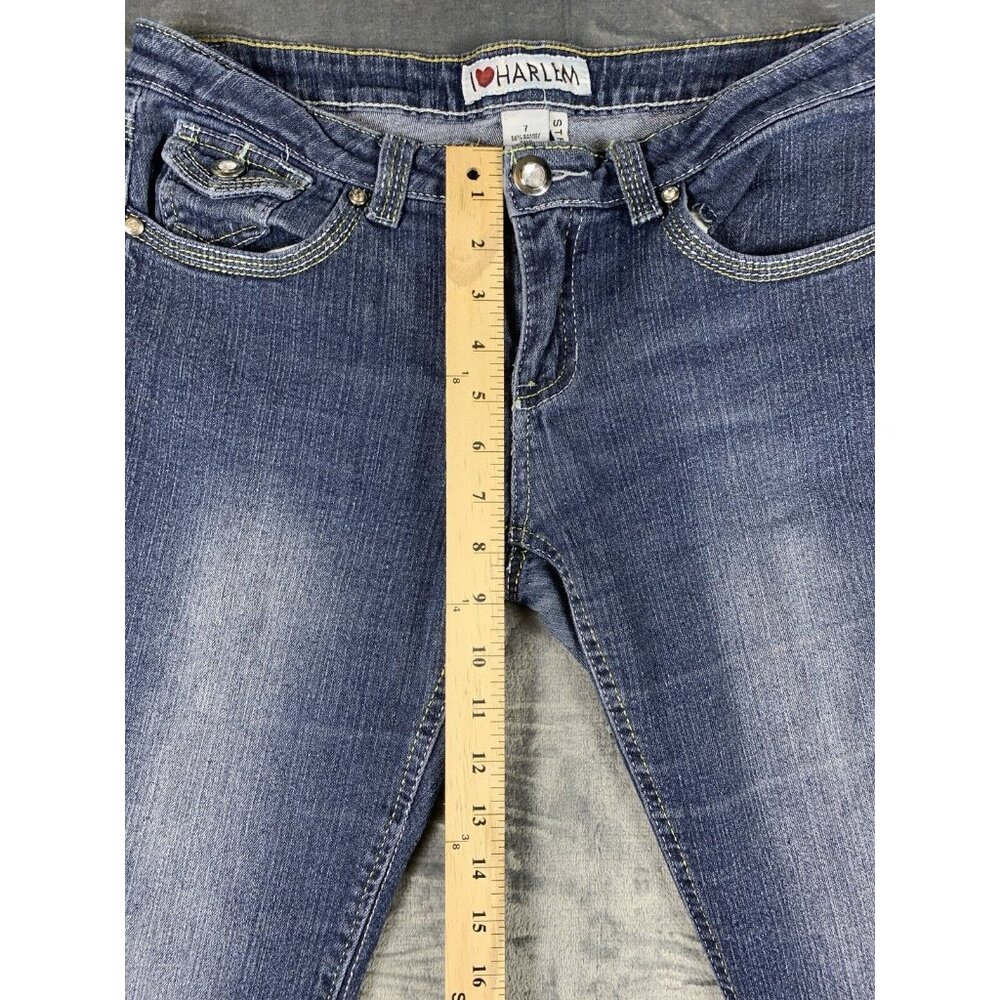 I Love Harlem Women's Size 7 Embroidered Stretch Skinny Denim Jeans - Picture 9 of 10